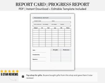 Homeschool Report Card Progress Report Template Editable Transcript Template Homeschool Printable Progress Report Card School Transcript