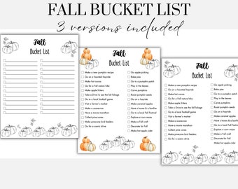 Fall Bucket List Printable Autumn Bucket List Template Editable Fall Bucket List Autumn Activities Checklist Fall To Do List PDF