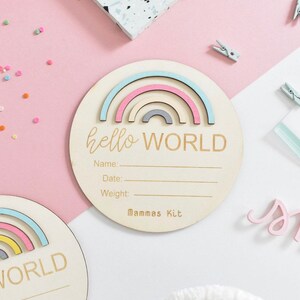 Hello world baby wooden disc