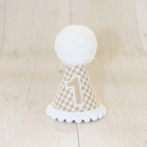 Oatmeal Gingham Party Hat