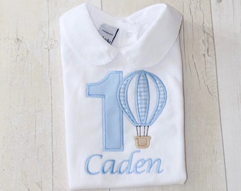 Hot Air Balloon Birthday Shirt | Personalised Babidu Birthday Shirt | Cake Smash Set | First Birthday | 1st Birthday | Baby Boy Birthday