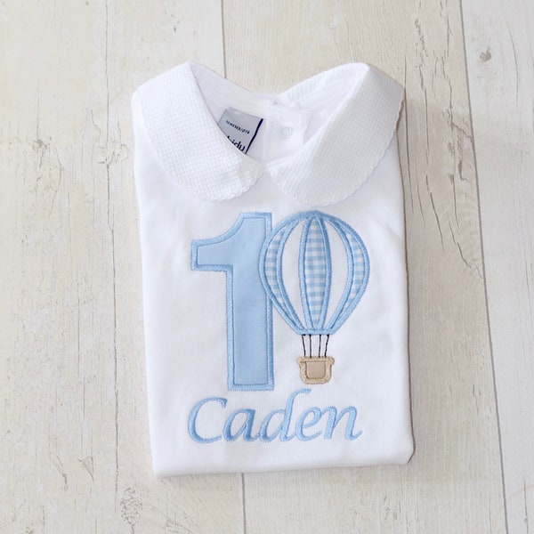 Hot Air Balloon Birthday Shirt | Personalised Babidu Birthday Shirt | Cake Smash Set | First Birthday | 1st Birthday | Baby Boy Birthday
