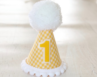 Yellow Gingham Party Hat