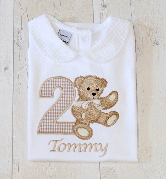 Vintage Bear Birthday Shirt | Personalised Embroidered | Beary First Birthday | Birthday Bear | Teddy Bear Picnic
