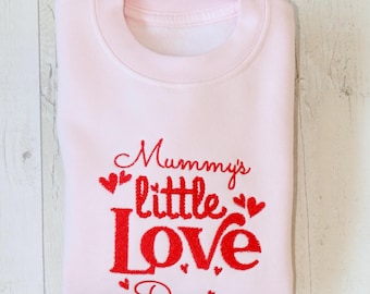 Little Love Sweatshirt | Pink Sweatshirt | Valentines Embroidery | Valentines Sweatshirt | Daddy | Daughter