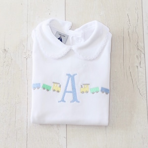 Train Initial Shirt | Personalised Blue Babidu Bodysuit | Personalised Bodysuit | Newborn | Gift | Baby Boy