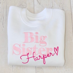 Big Sister | Embroidered | Personalised Sweatshirt | Personalised Jumper | Jumper | Hoodie | Pink | T Shirt | Romper