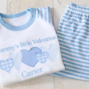 Mummy&#39;s Little Valentine Set | Personalised Blue Valentines Outfit | Valentines Day | Valentines Gift | Love | Hearts