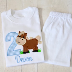 Horse Birthday Set | Personalised Blue Animal Set | First Birthday | Second Birthday | Birthday Boy | Pony | Stables | Neigh