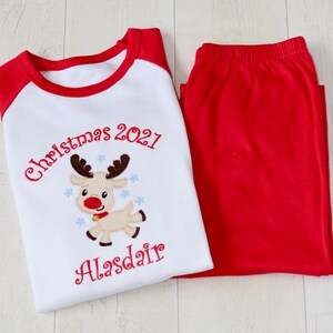 Reindeer Christmas Eve Set | Personalised Red Christmas | Boys Christmas Outfit | Girls Christmas Outfit