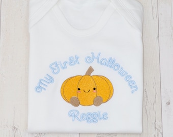 Personalised My First Halloween Romper | Embroidered Pumpkin Baby Outfit