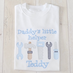 Daddy&#39;s Little Helper | Personalised T-Shirt | Day Out T-Shirt | Tools | Builder | Hammer | Saw