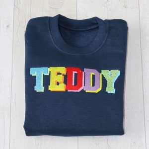 Varsity Sweatshirt | Personalised Navy Sweatshirt | Personalised Jumper | Jumper | Hoodie | Rainbow | Multicoloured