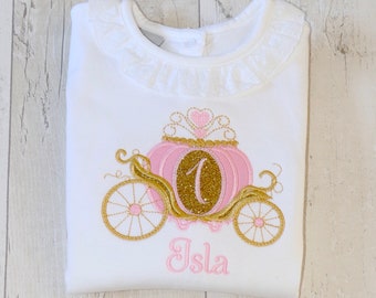 Princess Carriage Birthday Shirt | Personalised Pink Babidu Bodysuit | Birthday Girl | Princesses  | First birthday | Cake Smash Outfit