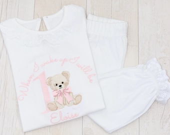 Personalised Teddy Bear Embroidered Birthday Set