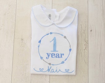 Milestone Birthday Shirt | Personalised Blue Babidu Bodysuit | Birthday Boy | First Birthday | Cake Smash Outfit | Birthday Boy Outfit