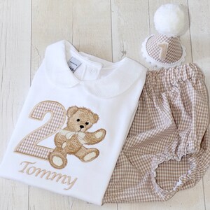 Vintage Bear Birthday Shirt | Personalised Embroidered | Beary First Birthday | Birthday Bear | Teddy Bear Picnic image 2