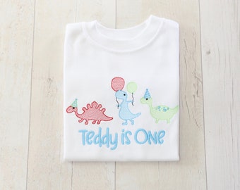 Dinosaur Party Birthday T-Shirt | Personalised Blue T-Shirt | Birthday T-Shirt | Birthday Boy | Dino | T-Rex