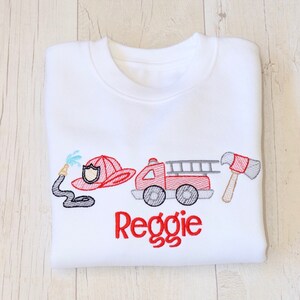 Fire Fighter Sweatshirt | Personalised Sweatshirt | Jumper | Hoodie | T shirt | Babygrow | Fire Engine | Fire Truck | Fireman | Hose