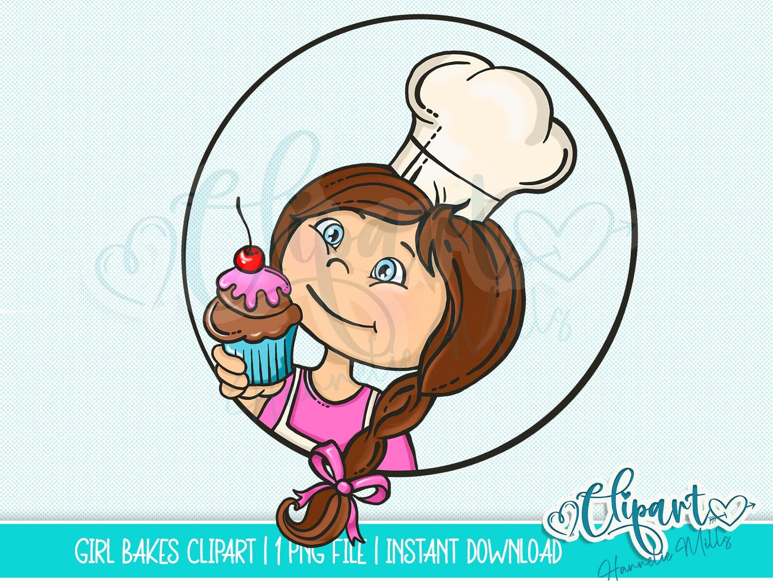 Girl Baking Clipart 1 PNG File Instant Download Etsy