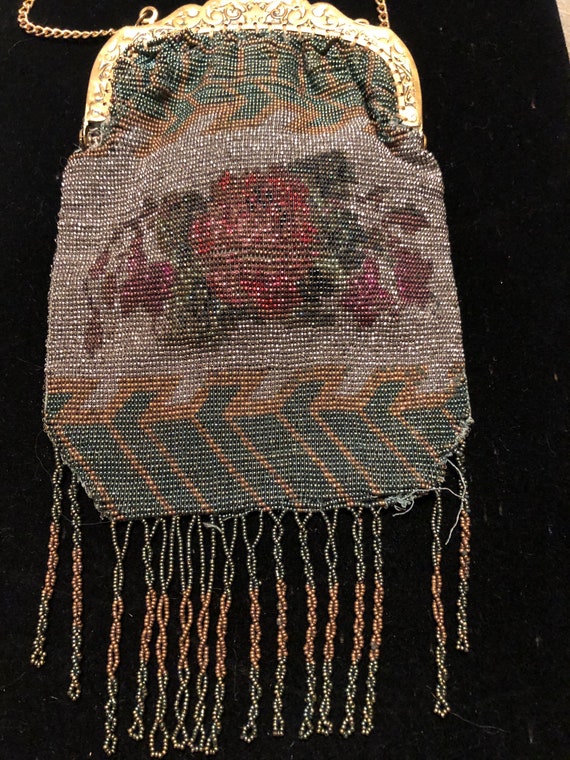 1920’s Rose beaded flapper bag - image 5