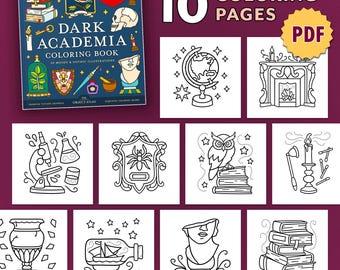 Bold & Easy Dark Academia 10 Malvorlagen | Sofortiger Download PDF Malbuch für Erwachsene | Ausmalen in Procreate auf dem iPad oder Tablet