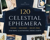 120 Vintage Celestial Ephemera | Printable Zodiac and Astronomy Clipart for Scrapbooking and Junk Journaling