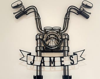 Custom Metal Motorcycle HELMET & JACKET HOLDER, Metal Garage Decor, Harley Davidson Gift,