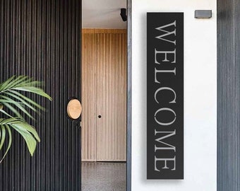 Metal Welcome Sign: Vertical Front Porch Decor