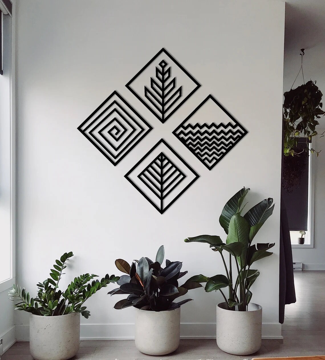 Four Elements Square Minimal Metal Wall Art 4 Elements Etsy