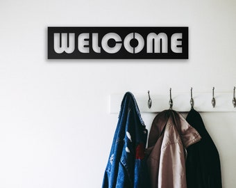 Metal Welcome Sign, Horizontal Welcome Sign, Welcome Wall Art, Front Porch Decor, Front Door Decor, Welcome Wall Decor, Front Porch Sign