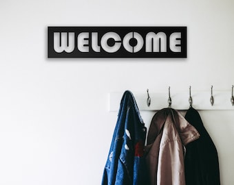 Metal Welcome Sign: Horizontal Wall Art, Front Porch Decor