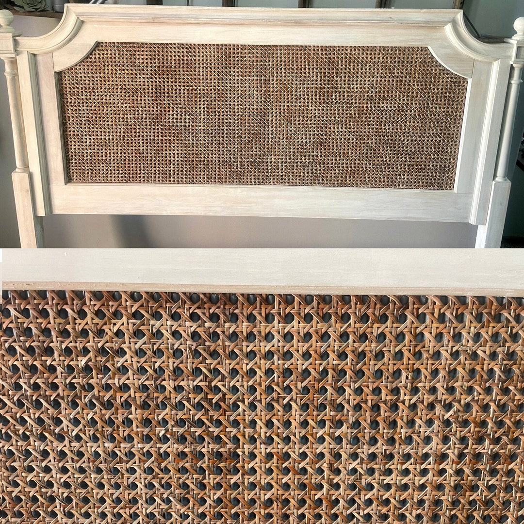 DARKER Brown Natural Rattan Cane bing . Black Brown Rattan Fabric