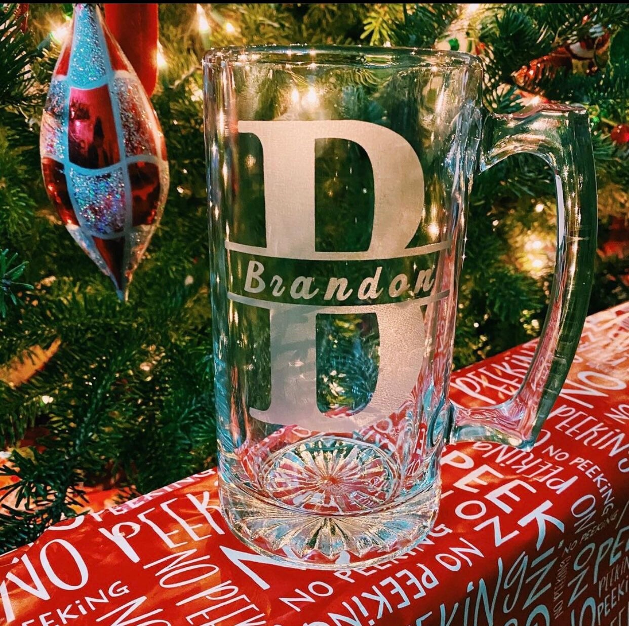 Custom Name Etched Beer Mug Etsy