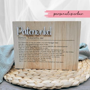 Definizione del padrino del cartello in legno - regalo originale per il padrino | Chiedi al padrino | Padrino "Vuoi essere il mio padrino?"