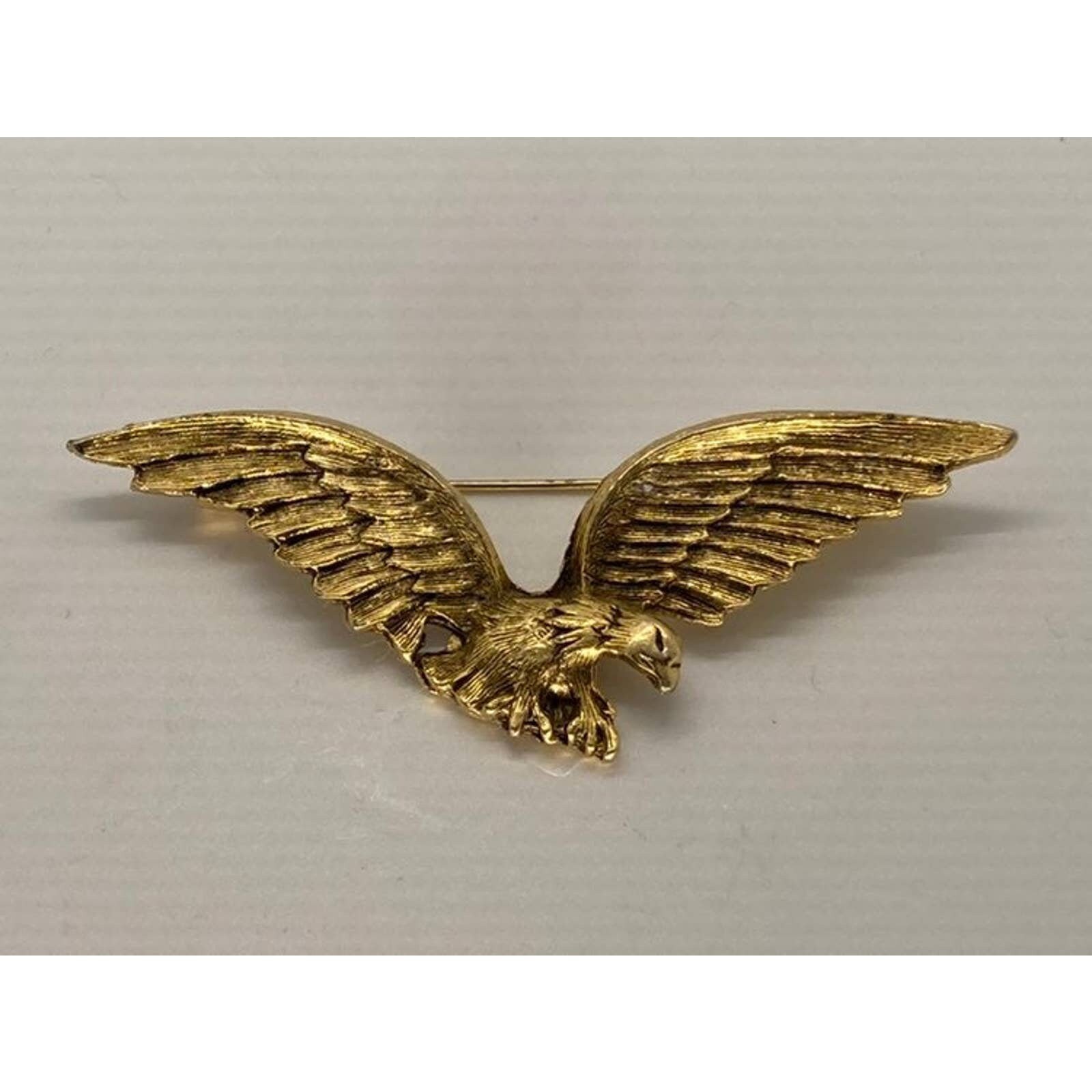 Large Gold Tone Eagle Brooch Pin Etsy