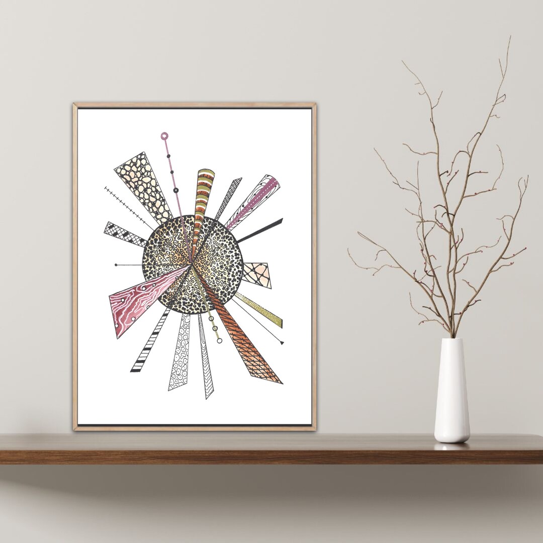 Acrylics , Ink target Abstract Print on Canvas Paper. Detailed Abstract