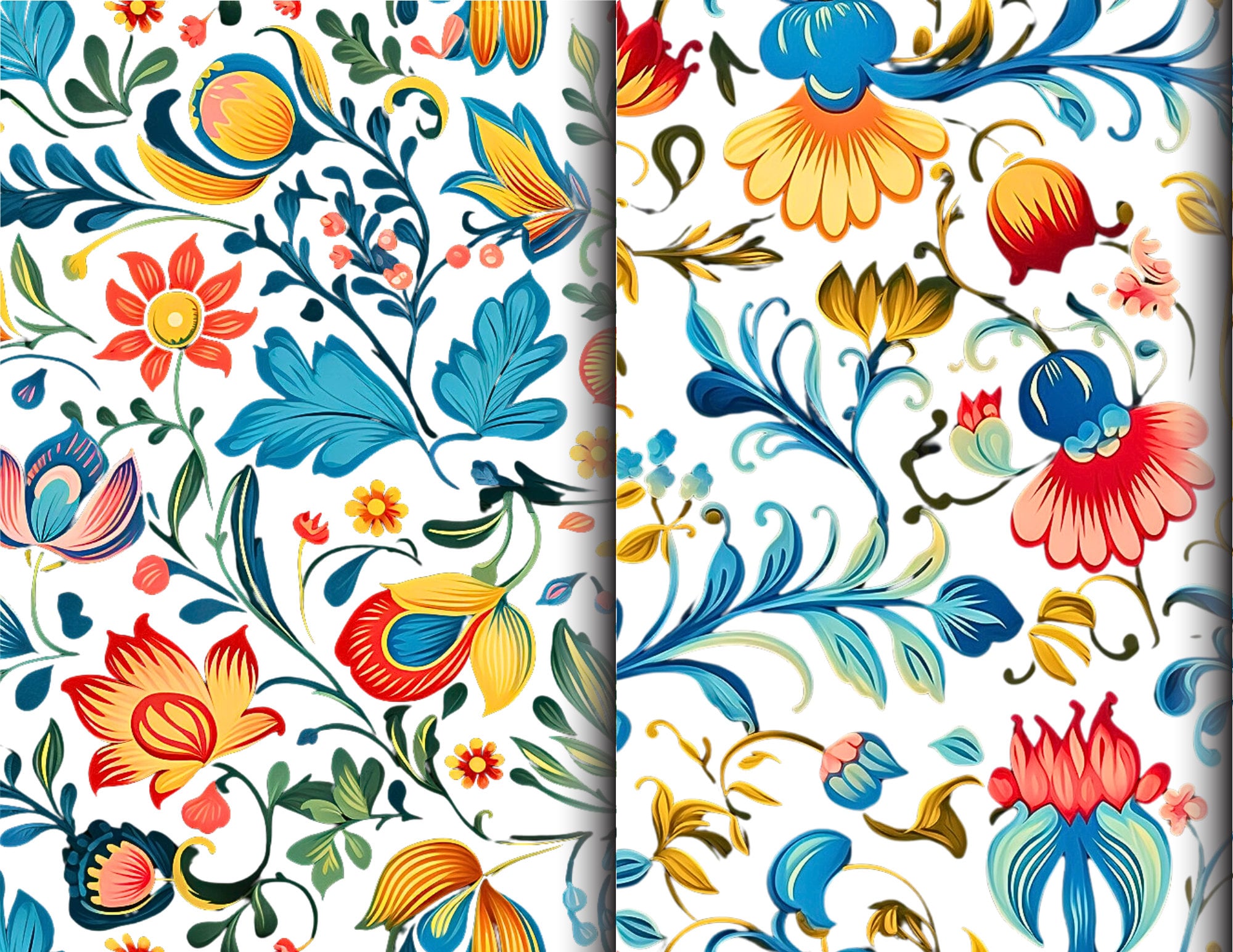 Rosemaling Pattern: Norwegian Folk Art Digital Paper (PNG) - Etsy