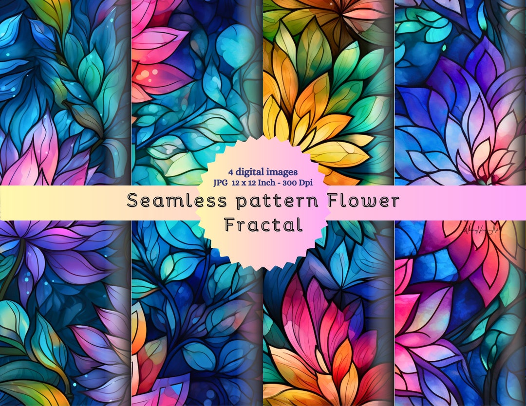 Floral Stained Glass Seamless Pattern, Stained Glass Digital Paper ...