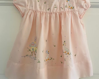 Rare 1960s Pink Baby Embroidered Dress, - Suitable fit 3 months +