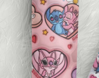 Stitch and Angel, 20oz Tumbler, Valentine's, Anniversary Gift, Personalised Tumbler, Hot/Cold Drinks, Leak-Proof Lid, Lilo and Stitch mug