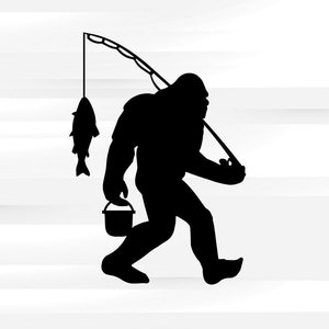Sasquatch pesca clip divertido svg clipart para usuarios cricut