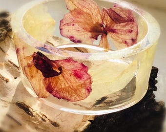 Orchid bracelet, real dry pressed orchids in epoxy resin bangle,natural jewellery,unique handmade gifts for her,real orchid flower bracelet.