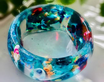 Blue dolphins fantasy colourful resin bangle,one of akind,unique handmade resin bracelets women jewellery gifts,abstract fantasy bangle gift