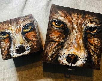 Hand Painted Wooden Fox Box – Original Art Jewelry Box – Custom Fox Keepsake Box – Nature Woodland Gift – Made to Order -animal lovers gift.