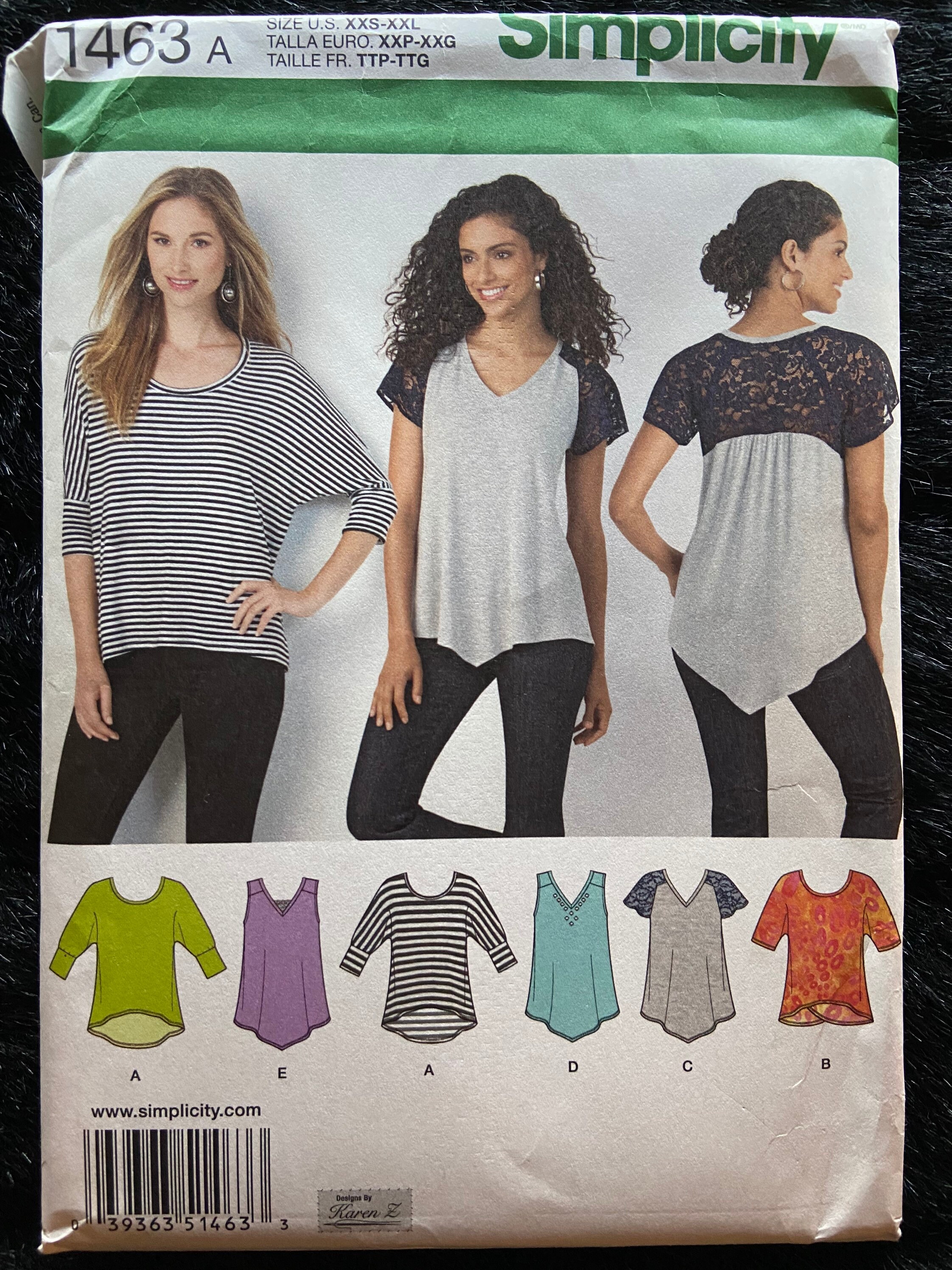 Simplicity 1463 Pattern Misses Knit Tops Uncut Sizes Xxs-xxl