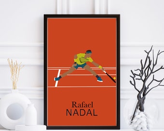 Affiche Rafael Nadal - Affiche minimaliste tennis - idée cadeau tennis - décoration murale Federer