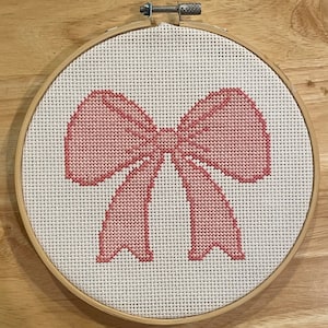 PATTERN Pink Bow Cross Stitch Chart Instant Download Includes Directions