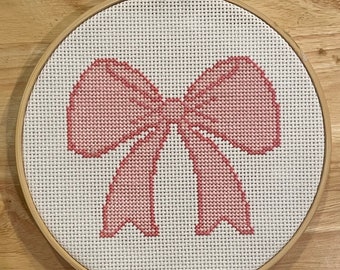 PATTERN Pink Bow Cross Stitch Chart Instant Download Includes Directions