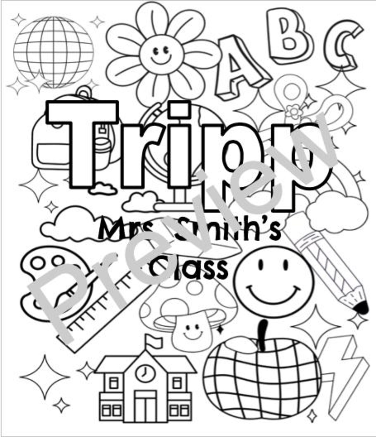 Back to School Coloring Page | Student Folder Binder Cover | EDIT ...